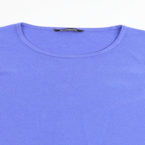 Bonmarché Womens Blue Round Neck Acrylic Pullover Jumper Size 20 - Size 20-22