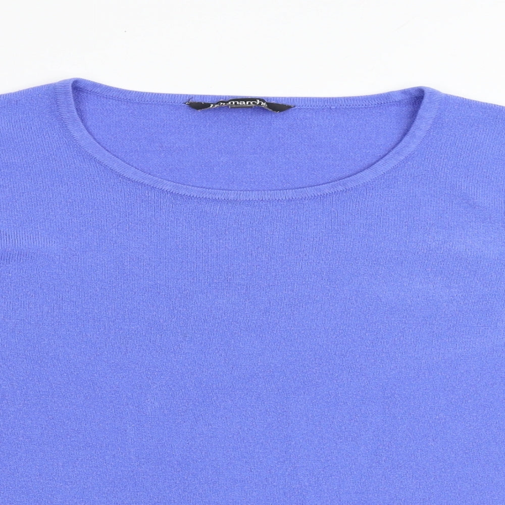 Bonmarché Womens Blue Round Neck Acrylic Pullover Jumper Size 20 - Size 20-22