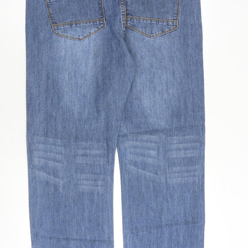 TG Mens Blue Cotton Straight Jeans Size 34 in Regular Zip