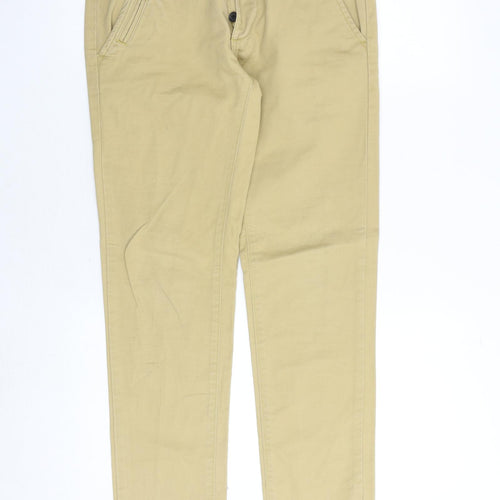 Topman Mens Beige Cotton Chino Trousers Size 28 in Regular Button