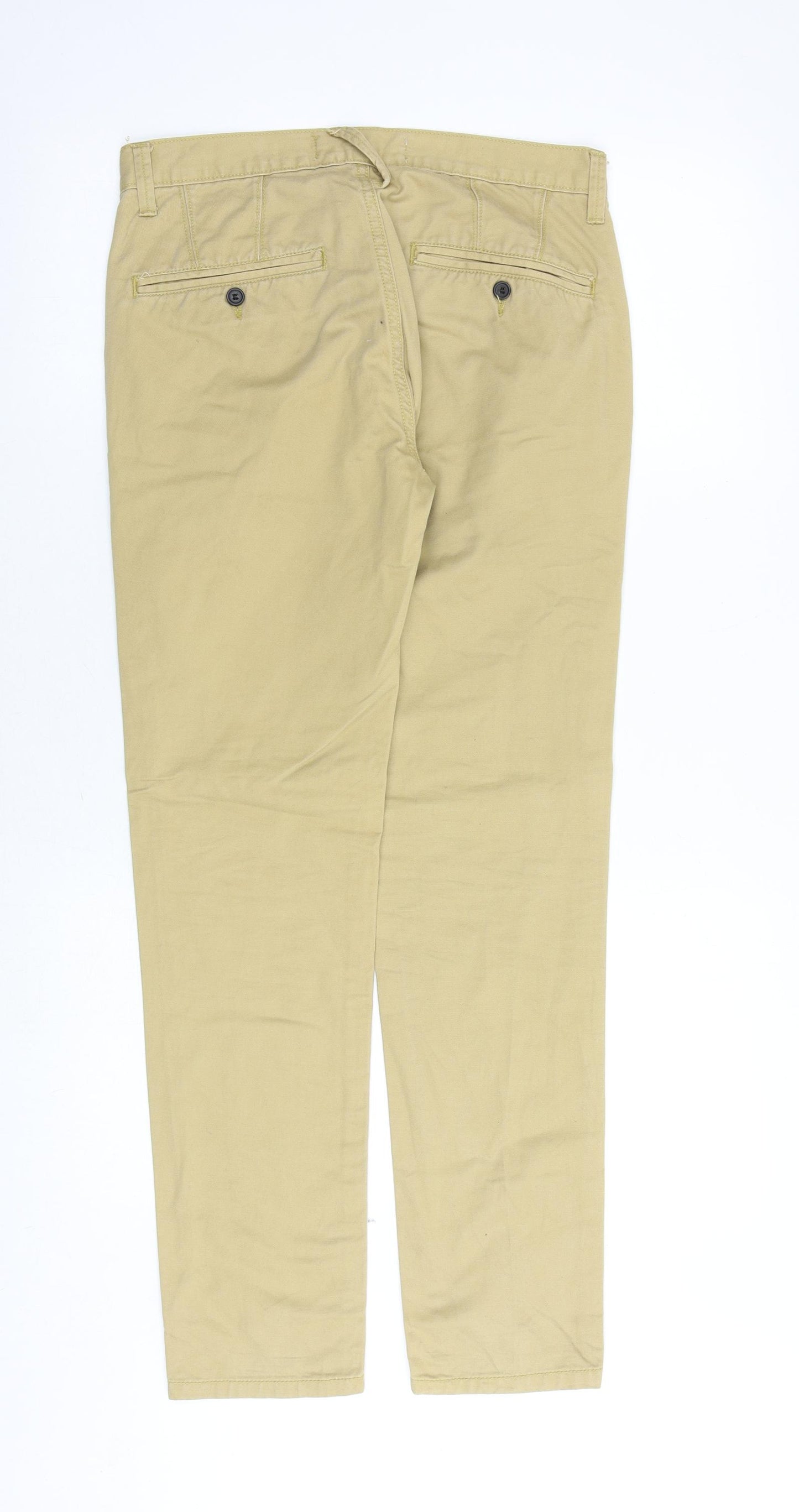 Topman Mens Beige Cotton Chino Trousers Size 28 in Regular Button