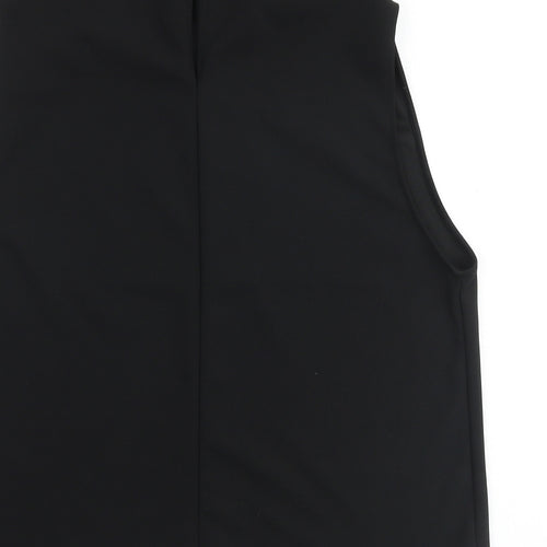 Zara Womens Black Polyester Basic Blouse Size L Mock Neck