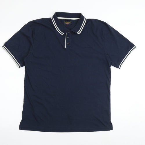 Dunlop Mens Blue Polyester Polo Size L Collared Button