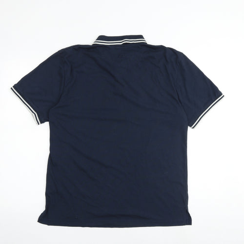 Dunlop Mens Blue Polyester Polo Size L Collared Button