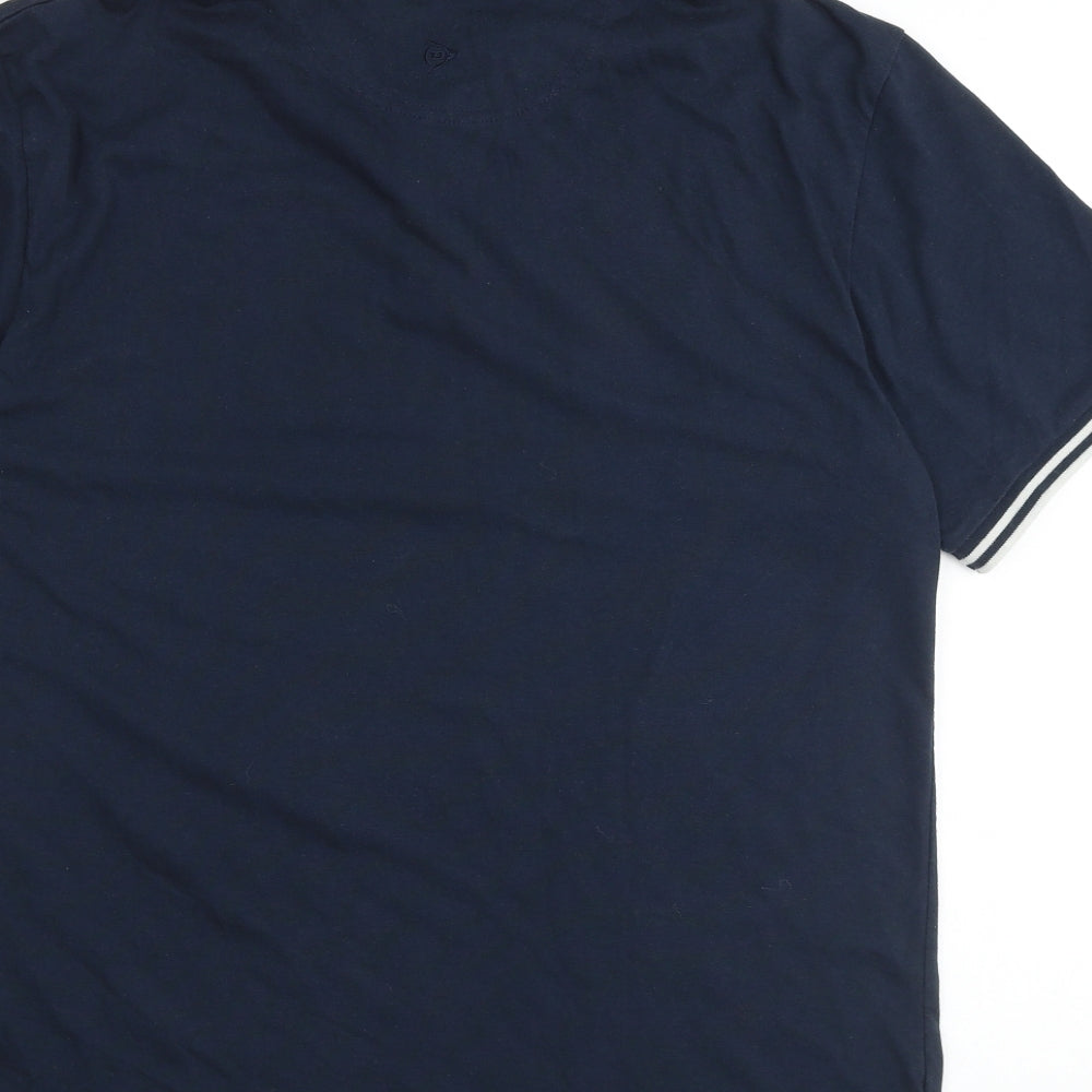 Dunlop Mens Blue Polyester Polo Size L Collared Button