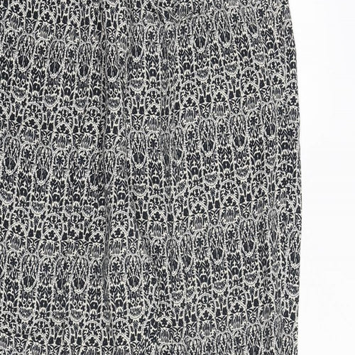 Mitzy Womens Black Geometric Viscose Trousers Size 16 Regular Tie