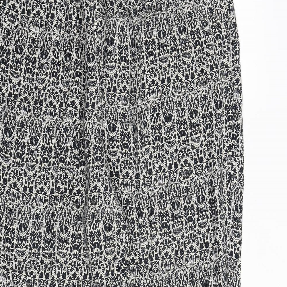 Mitzy Womens Black Geometric Viscose Trousers Size 16 Regular Tie