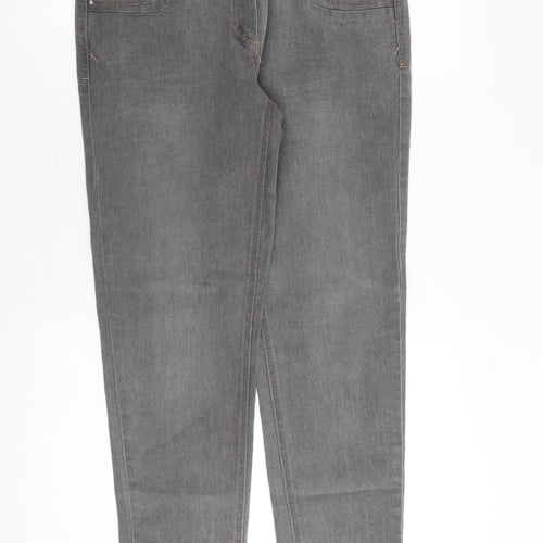NEXT Womens Grey Cotton Boyfriend Jeans Size 10 Regular Zip