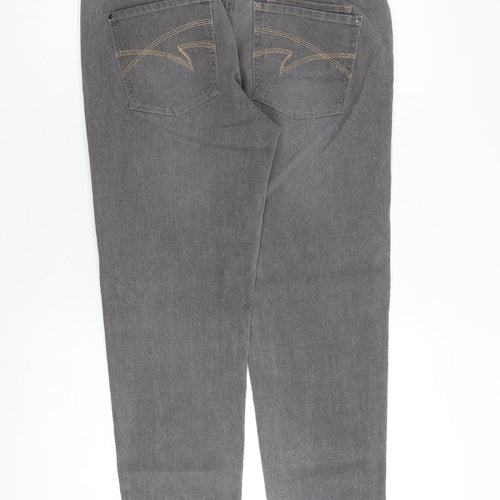 NEXT Womens Grey Cotton Boyfriend Jeans Size 10 Regular Zip