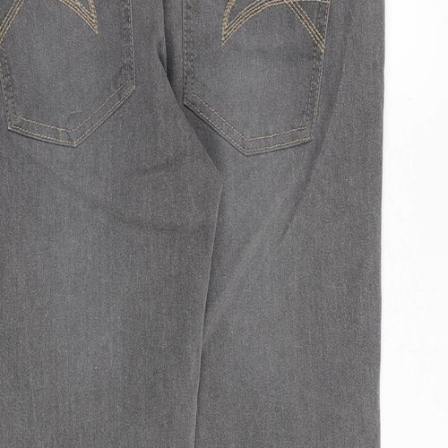 NEXT Womens Grey Cotton Boyfriend Jeans Size 10 Regular Zip