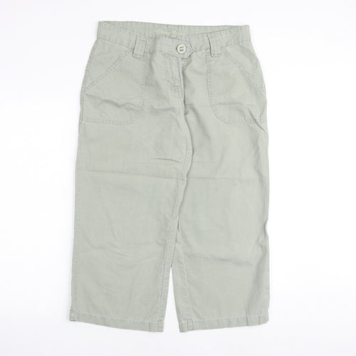 Vintage Canvas Womens Green Cotton Chino Trousers Size 12 Regular Zip