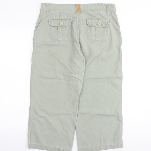 Vintage Canvas Womens Green Cotton Chino Trousers Size 12 Regular Zip