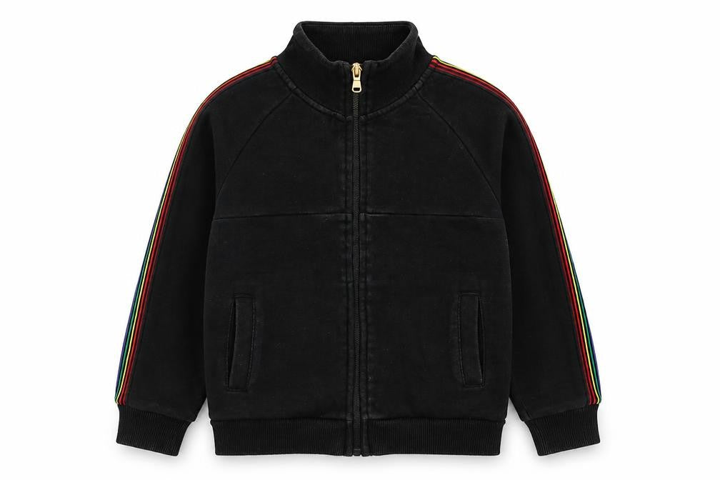 Front view of Next boys’ black polyester full zip sweatshirt, size 5, years zip