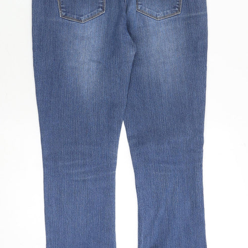 Harrogate Womens Blue Cotton Bootcut Jeans Size 10 Regular Zip