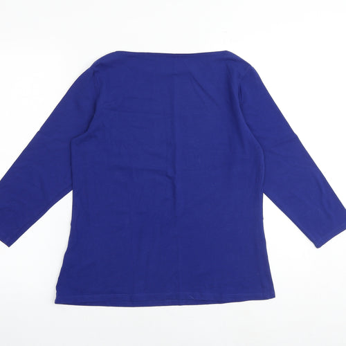 Marks and Spencer Womens Blue Cotton Basic T-Shirt Size 16 Round Neck