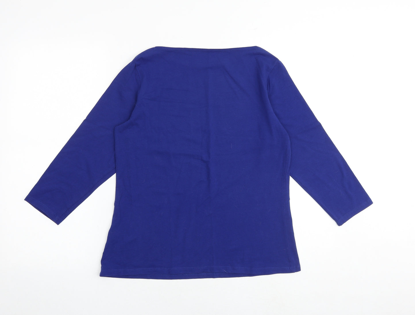 Marks and Spencer Womens Blue Cotton Basic T-Shirt Size 16 Round Neck