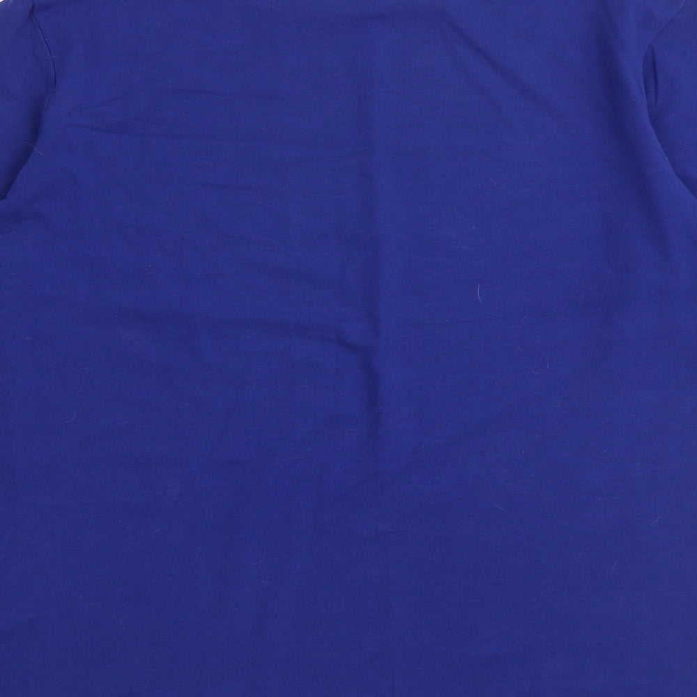 Marks and Spencer Womens Blue Cotton Basic T-Shirt Size 16 Round Neck