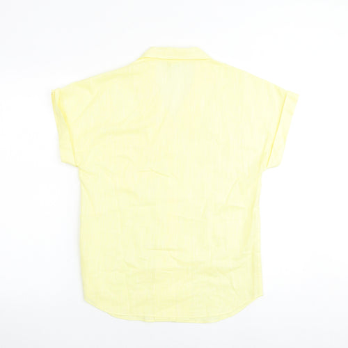 Canada Womens Yellow Polyester Basic Polo Size 10 Collared