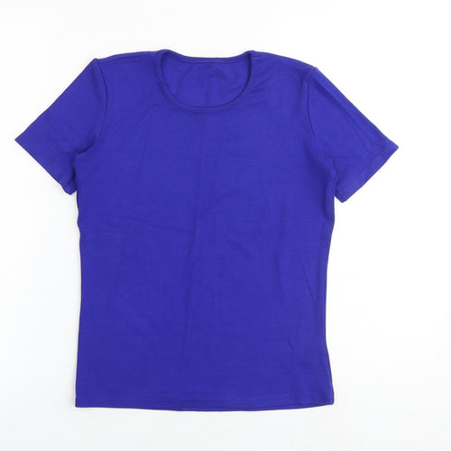 Marks and Spencer Womens Black Viscose Basic T-Shirt Size 8 Round Neck