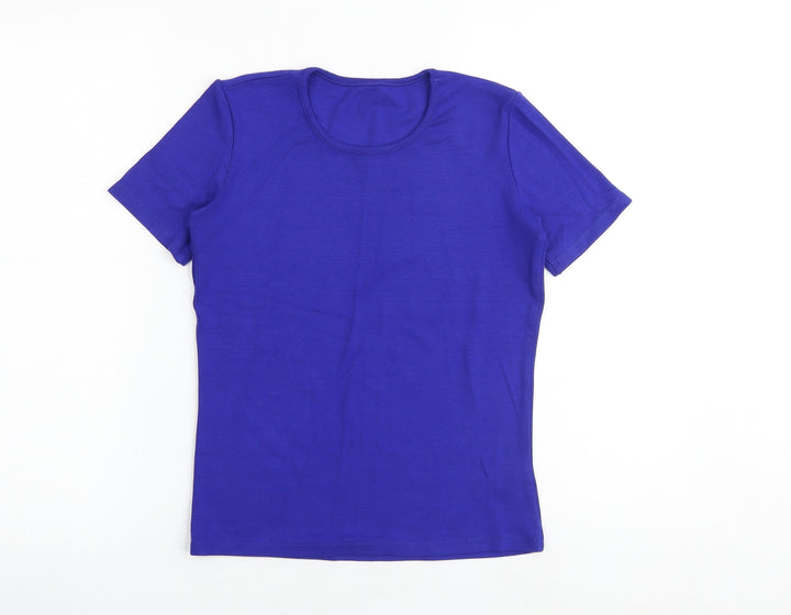 Marks and Spencer Womens Black Viscose Basic T-Shirt Size 8 Round Neck