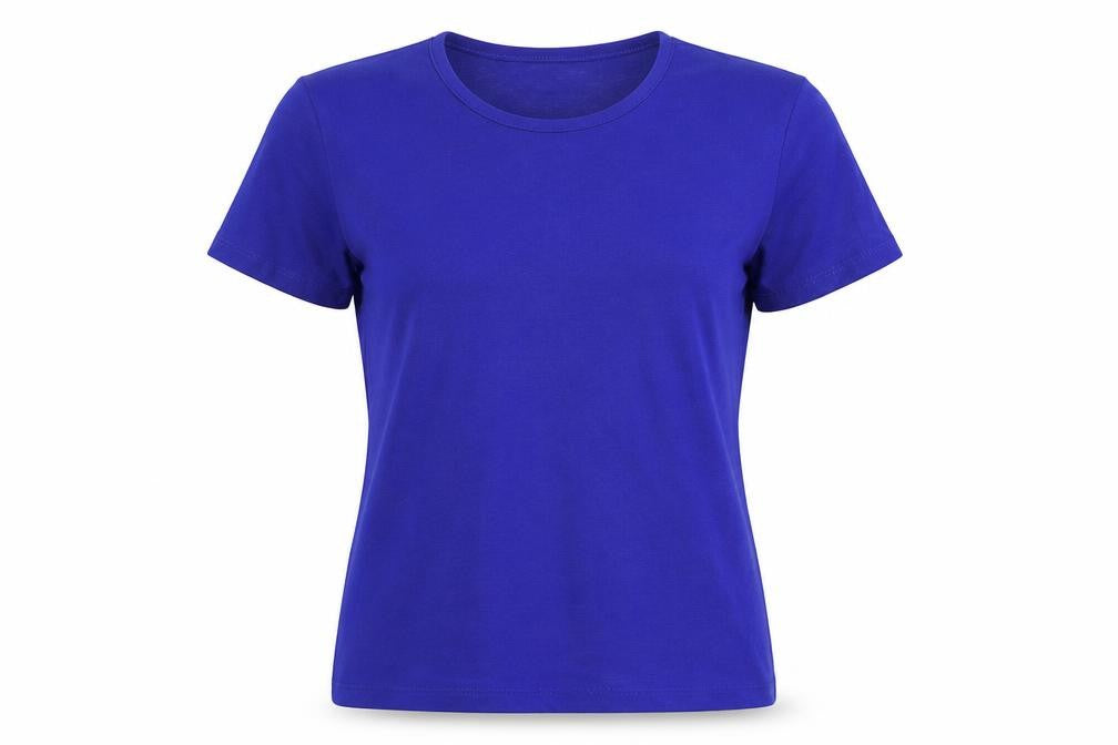 Front view of Marks & Spencer women’s black viscose basic t-shirt, size UK 8, round neck