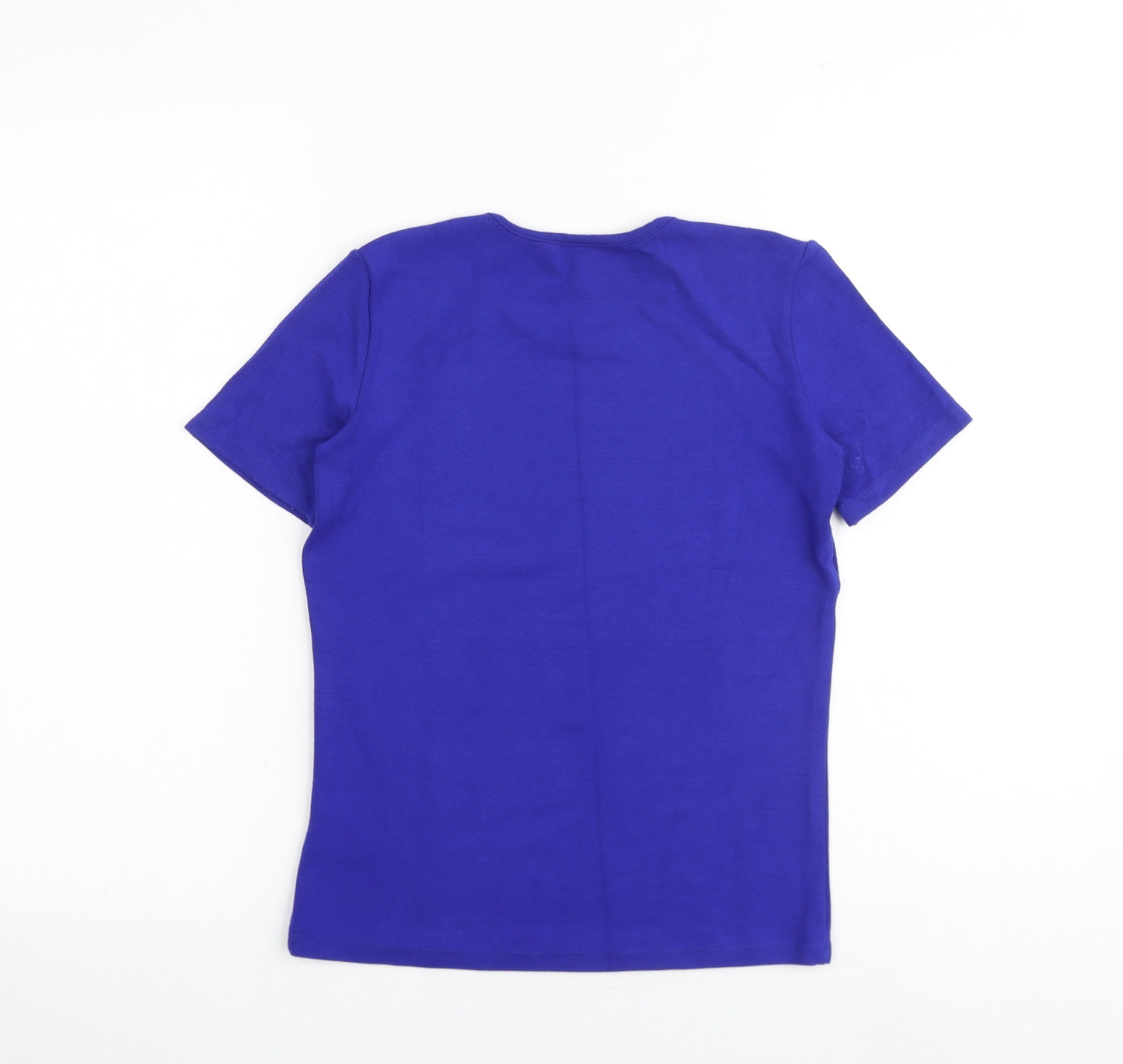 Marks and Spencer Womens Black Viscose Basic T-Shirt Size 8 Round Neck