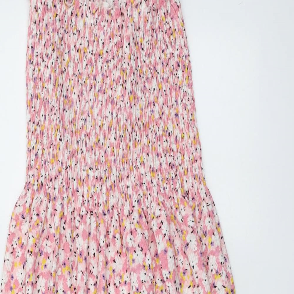 NEXT Womens Pink Floral Polyester Tank Dress Size XS Square Neck Pullover