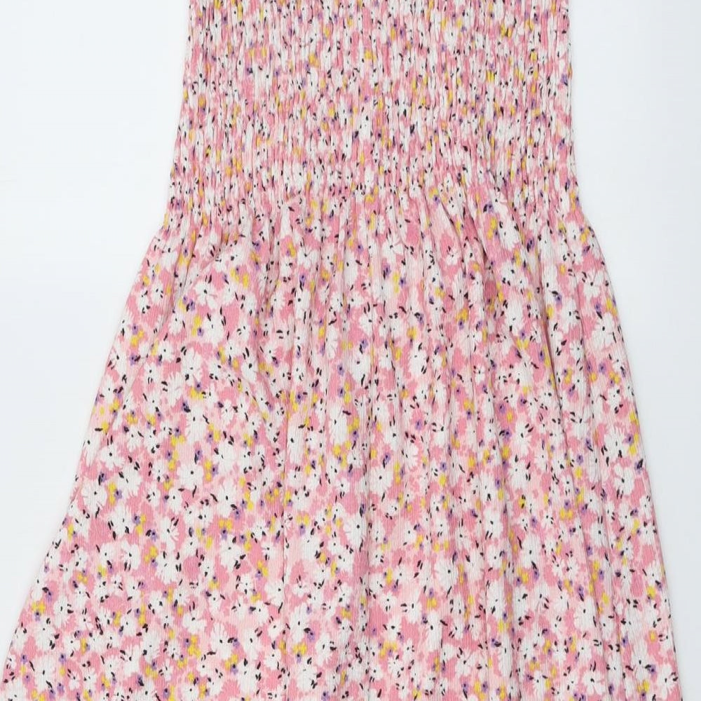 NEXT Womens Pink Floral Polyester Tank Dress Size XS Square Neck Pullover