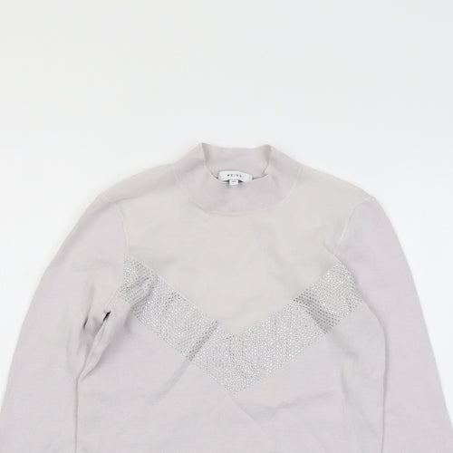 Reiss Womens Grey High Neck Viscose Pullover Jumper Size XS