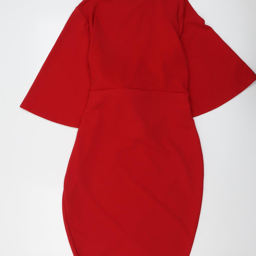 Boohoo Womens Red Polyester Shift Size 16 Round Neck Pullover