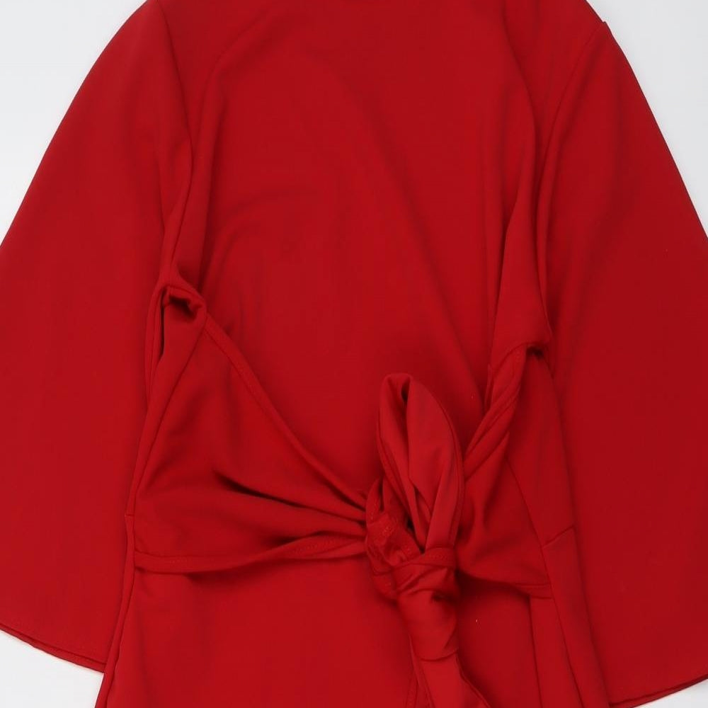 Boohoo Womens Red Polyester Shift Size 16 Round Neck Pullover