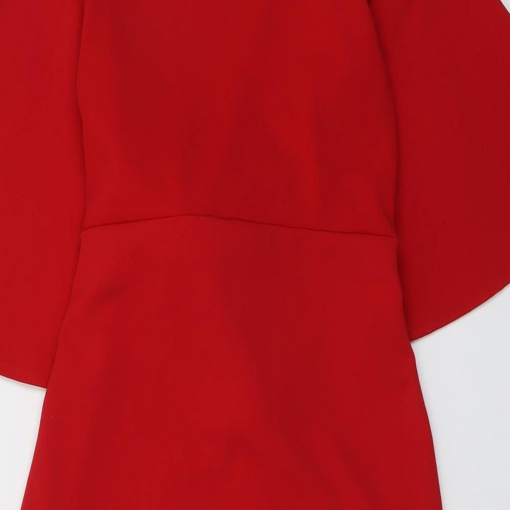 Boohoo Womens Red Polyester Shift Size 16 Round Neck Pullover