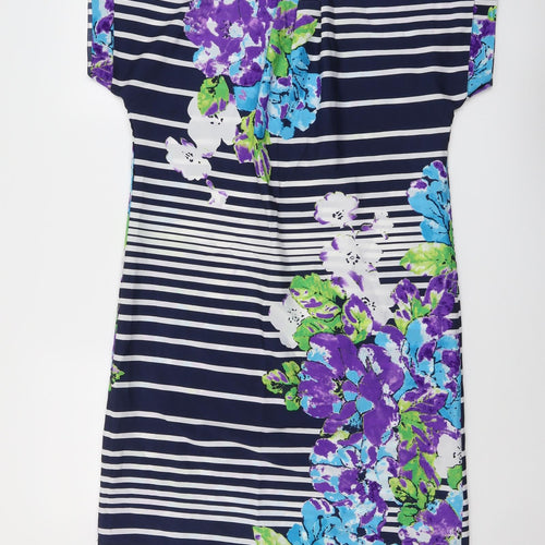 Lakeland Womens Multicoloured Geometric Polyester A-Line Size 10 Round Neck Pullover - Flower stripe pattern