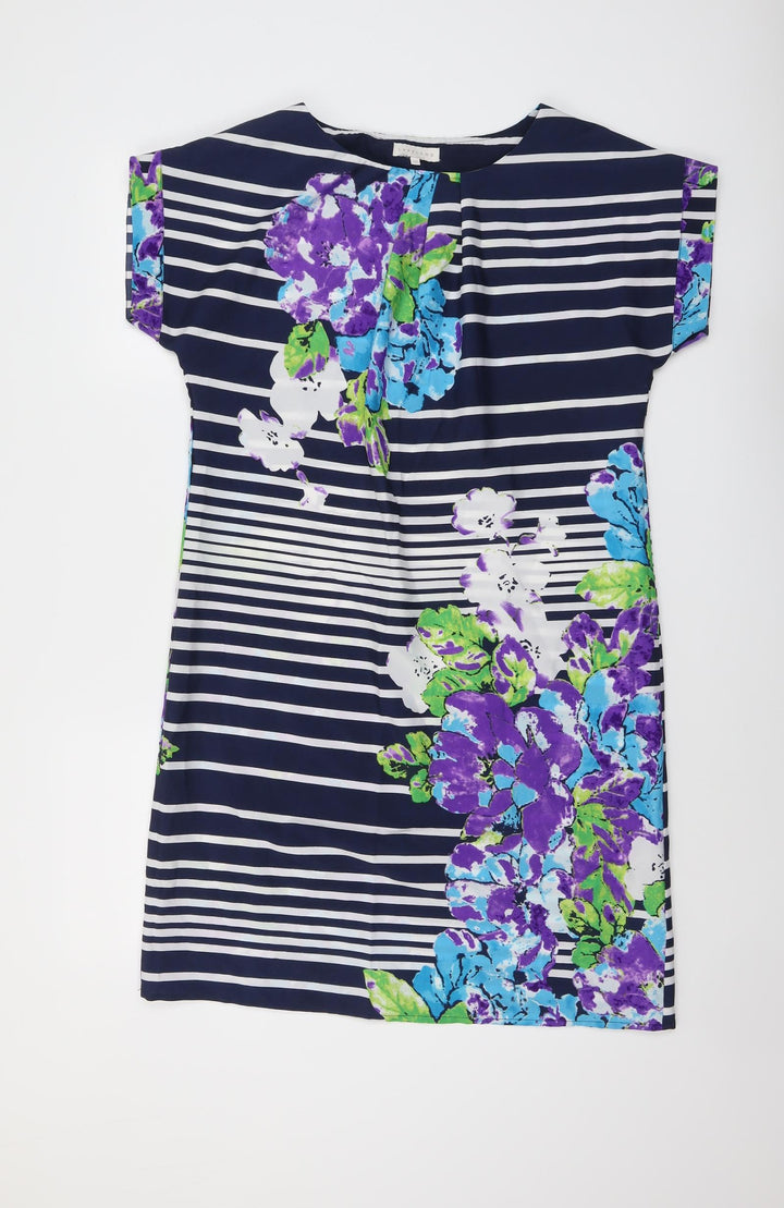 Lakeland Womens Multicoloured Geometric Polyester A-Line Size 10 Round Neck Pullover - Flower stripe pattern
