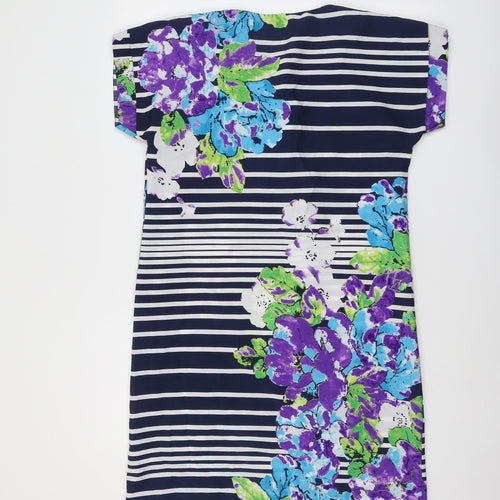 Lakeland Womens Multicoloured Geometric Polyester A-Line Size 10 Round Neck Pullover - Flower stripe pattern