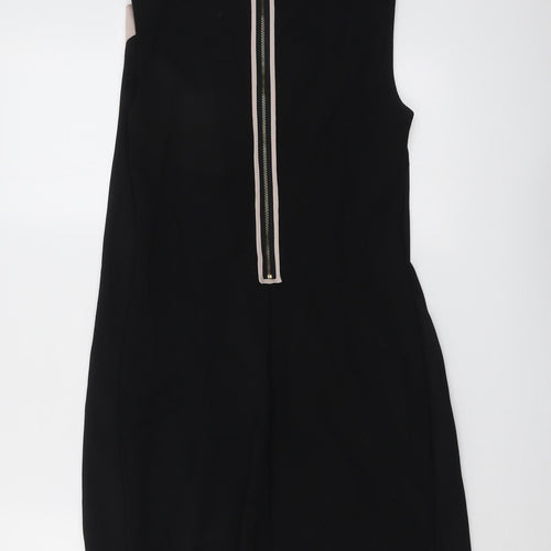 Ted Baker Womens Black Colourblock Viscose Shift Size 6 Round Neck Zip