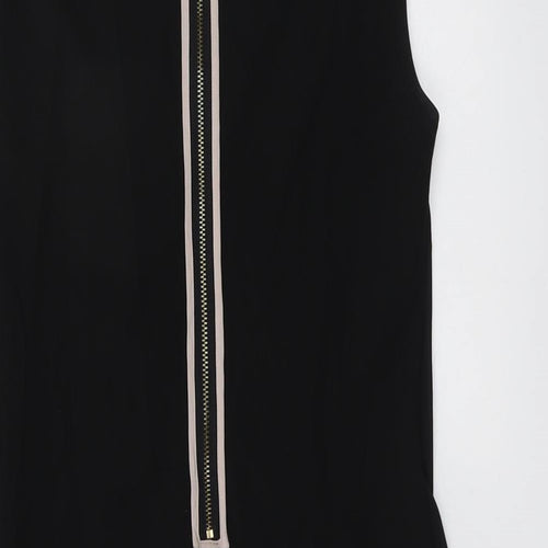 Ted Baker Womens Black Colourblock Viscose Shift Size 6 Round Neck Zip