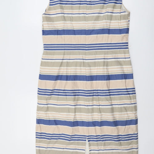 Phase Eight Womens Multicoloured Striped Cotton Shift Size 16 Round Neck Zip