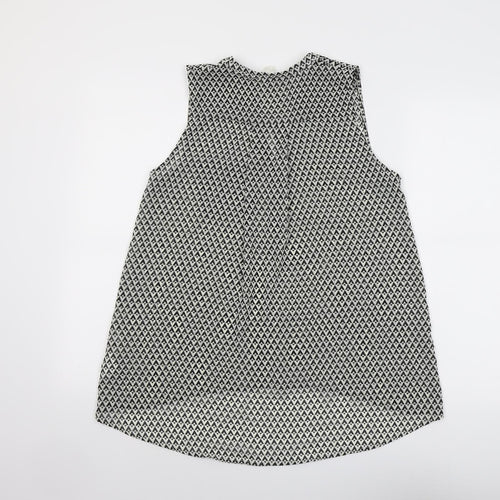 H&M Womens Black Geometric Polyester Basic Blouse Size 6 Round Neck