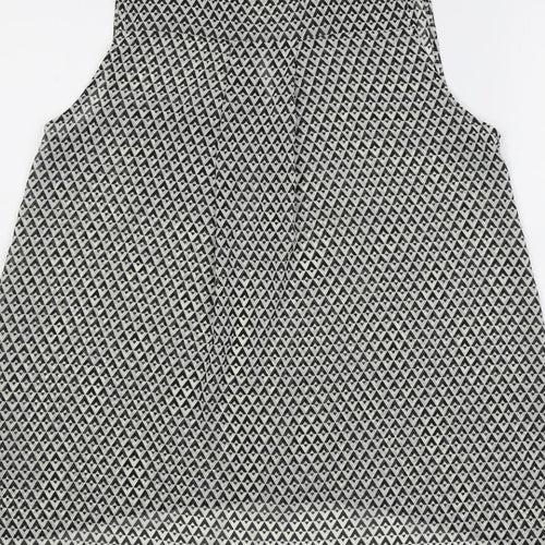 H&M Womens Black Geometric Polyester Basic Blouse Size 6 Round Neck