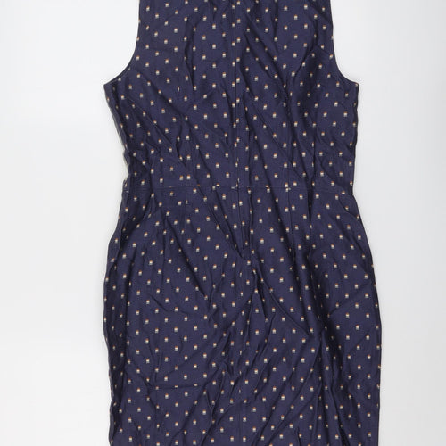 nice things Womens Blue Geometric Viscose Shift Size 10 Round Neck Zip