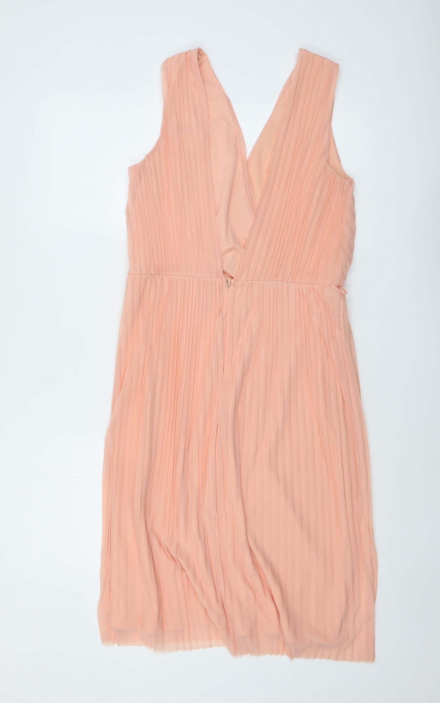 Miss Selfridge Womens Pink Polyester Fit & Flare Size 12 V-Neck Zip