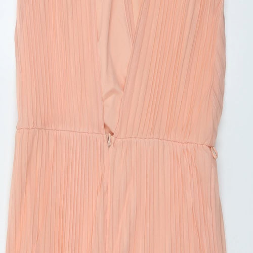 Miss Selfridge Womens Pink Polyester Fit & Flare Size 12 V-Neck Zip