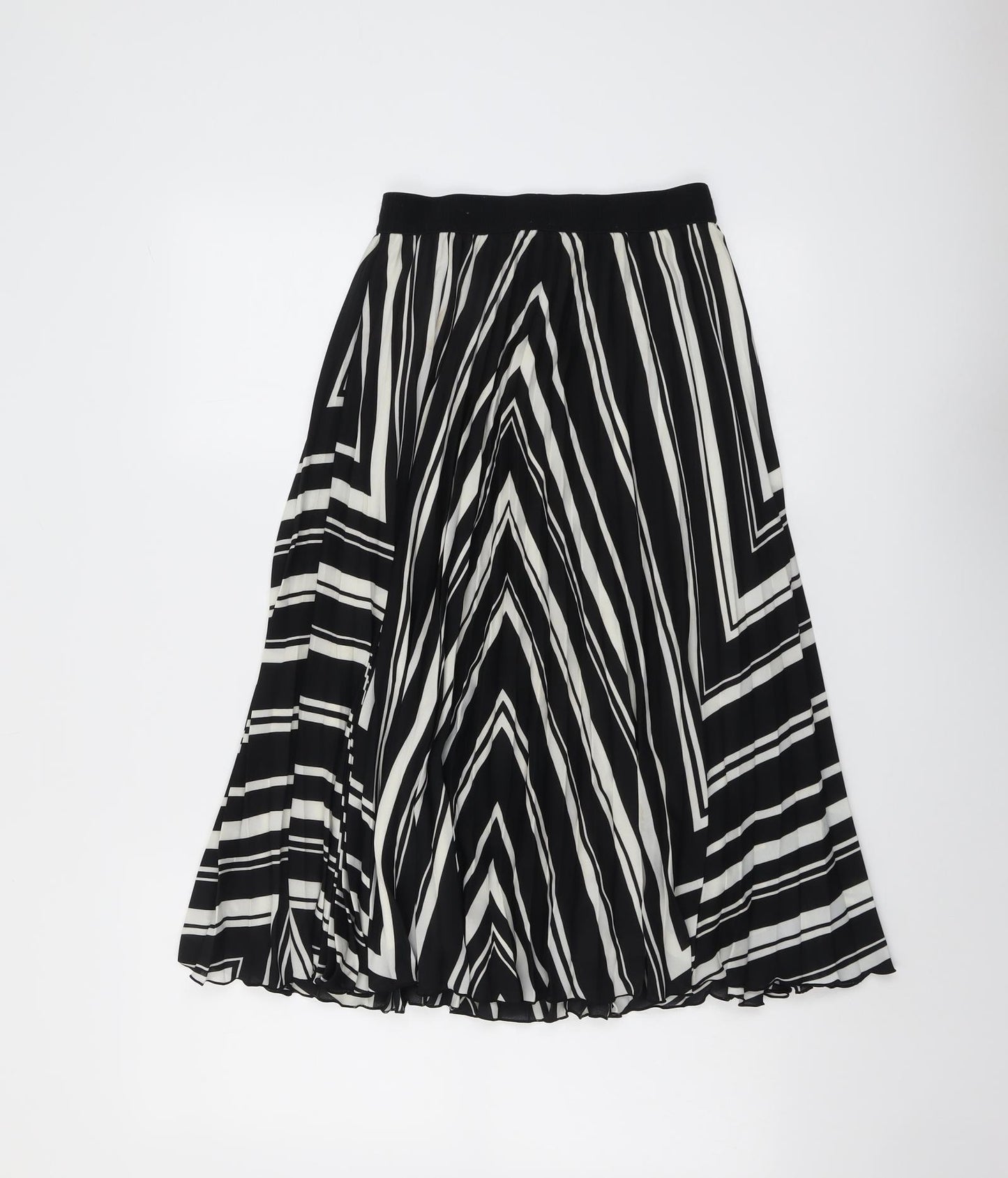 H&M Womens Black Striped Polyester Swing Skirt Size 6