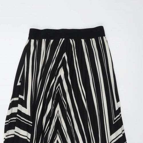 H&M Womens Black Striped Polyester Swing Skirt Size 6
