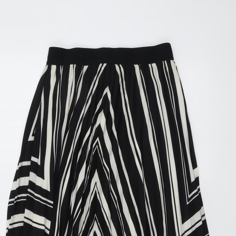 H&M Womens Black Striped Polyester Swing Skirt Size 6