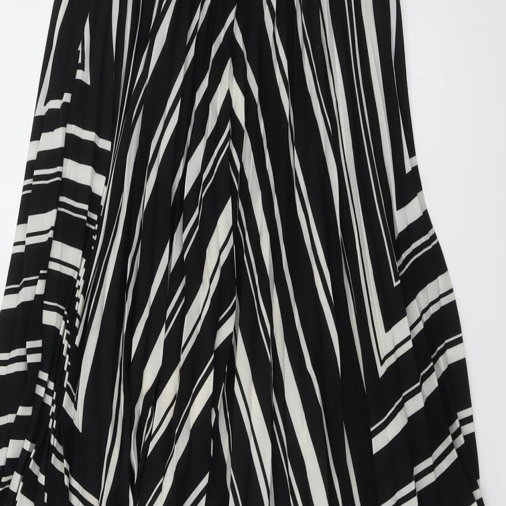 H&M Womens Black Striped Polyester Swing Skirt Size 6