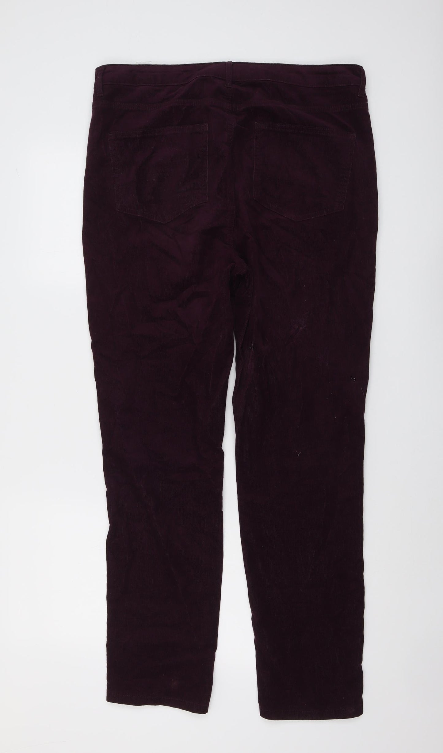 Marks and Spencer Womens Purple Cotton Trousers Size 16 L29 in Regular Button