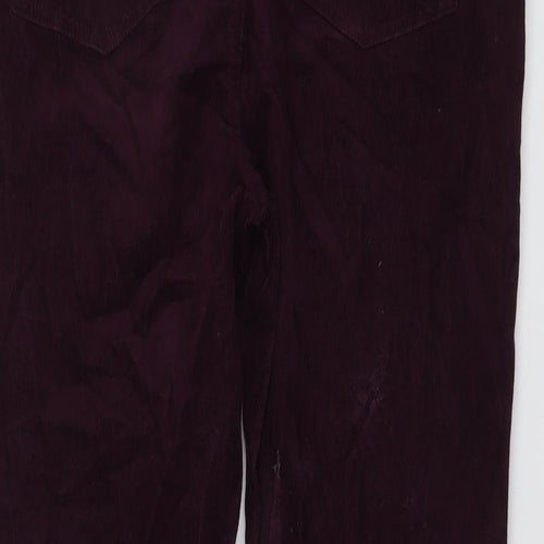 Marks and Spencer Womens Purple Cotton Trousers Size 16 L29 in Regular Button