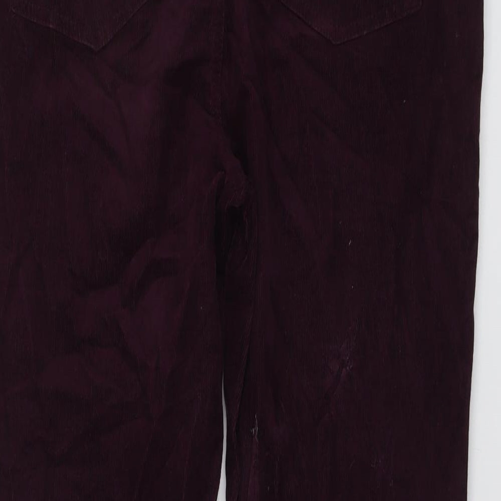 Marks and Spencer Womens Purple Cotton Trousers Size 16 L29 in Regular Button
